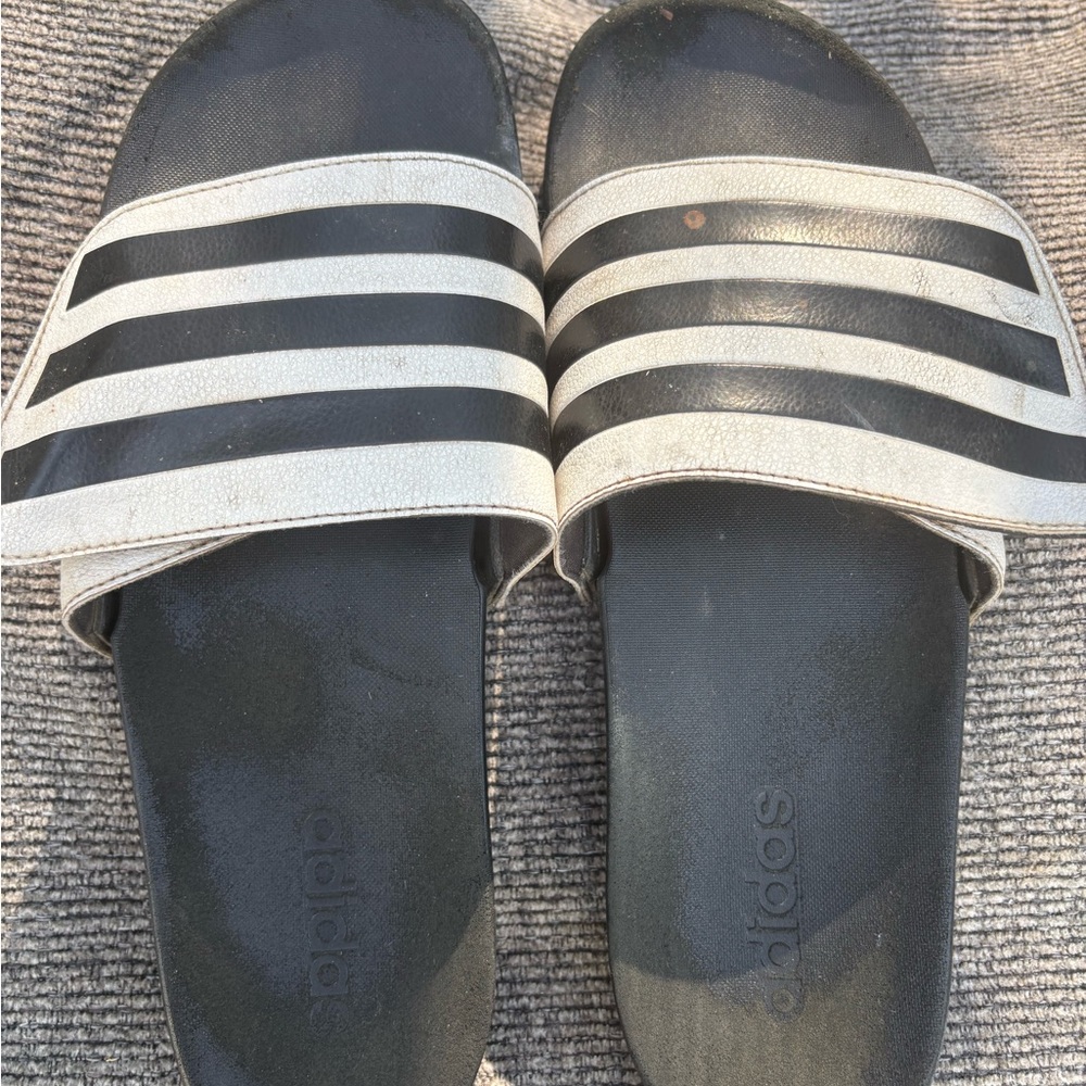 adidas Black and White Slide Sandals